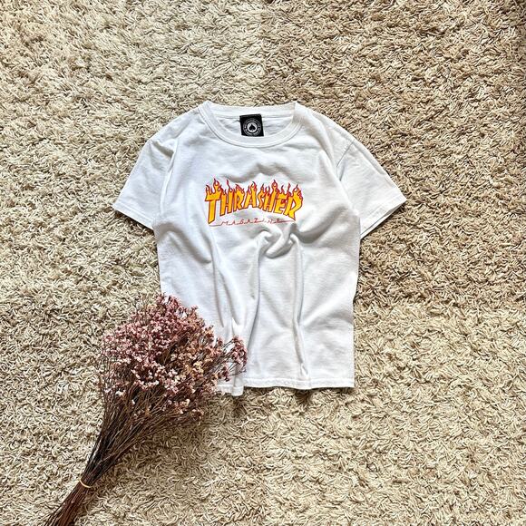 Thrasher Tops - Thrasher Skateboard Magazine Slim Fit White Tee Skate SK8 Women’s S